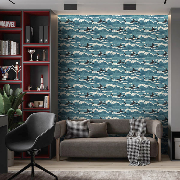 Japanese Orca Waves Wallpaper A103