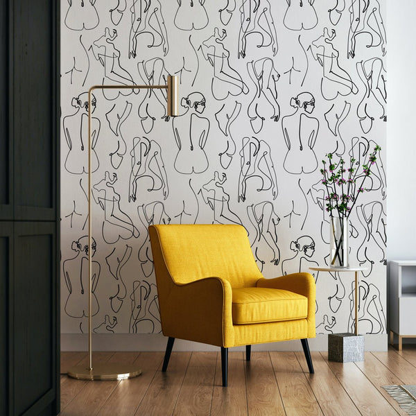Line Art Body Women Wallpaper W001 - CostaCover - Peel and stick Removable Wallpaper - Abstract - abstract lines - abstract wall art