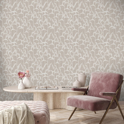 Neutral Beige Bamboo Wallpaper CC357