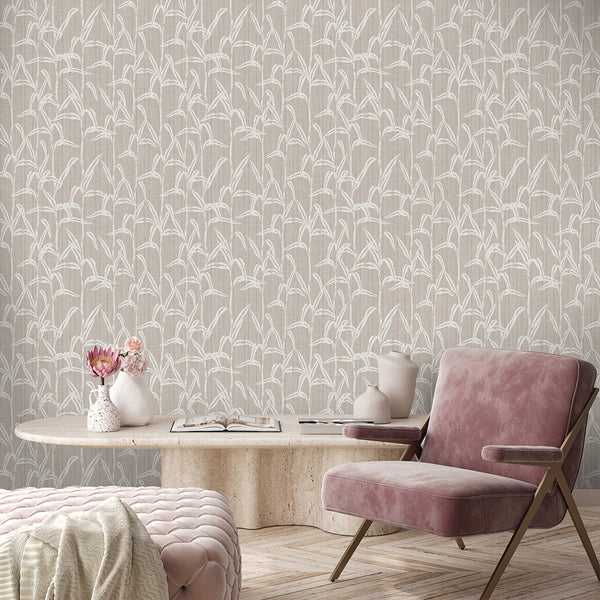 Neutral Beige Bamboo Wallpaper CC357