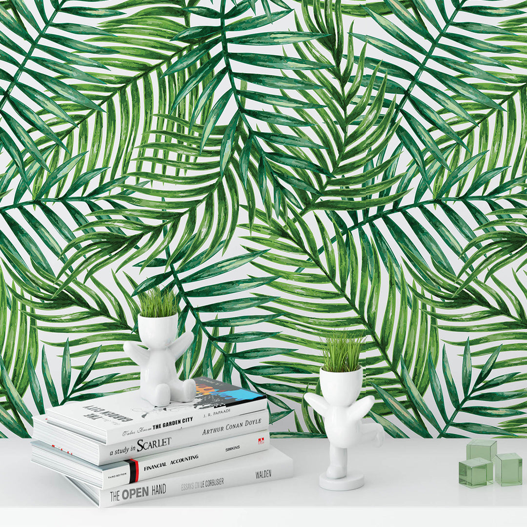 Tropical Green Palm Leaves Wallpaper CC162