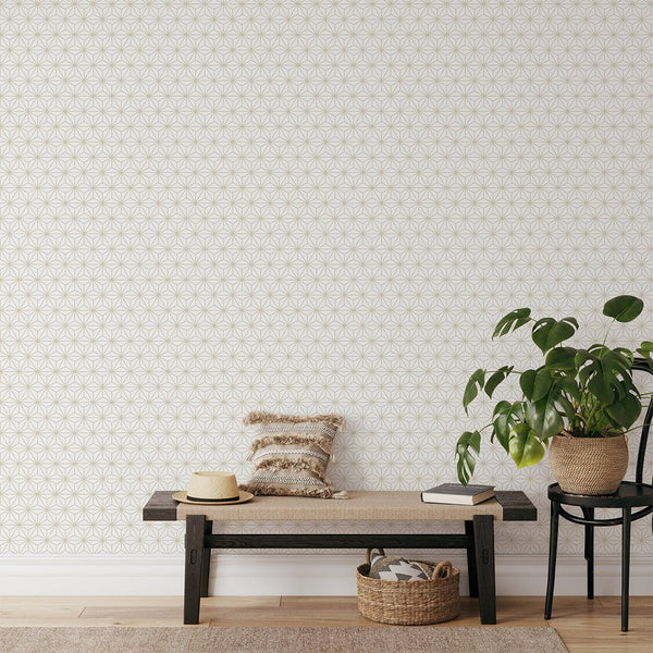 White Beige Prism Wallpaper CC285 - CostaCover - Peel and stick Removable Wallpaper - Abstract - Abstract Labyrinth Lines - abstract lines
