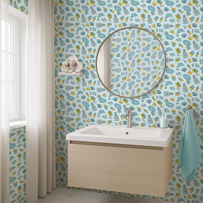 Turquoise Beach Pattern Wallpaper S104