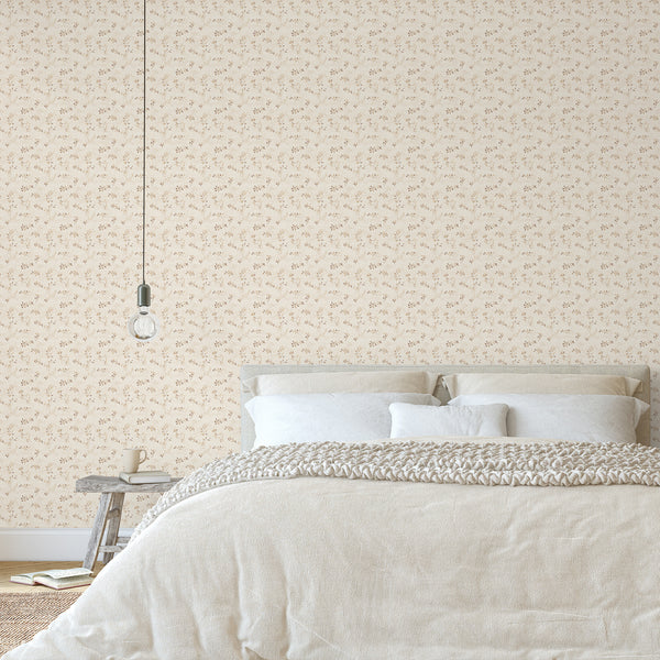 Fine vine pattern with a faint linen-like texture, suitable for creating a modern rustic vibe in hallways and kitchens.