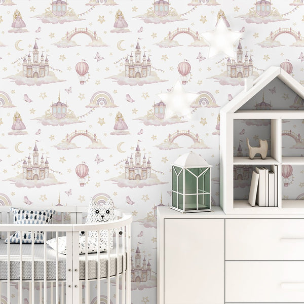 Airy Magic Kingdom Wallpaper A043 - CostaCover-Peel and stick Removable Wallpaper-accent wallpaper-adhesive wallpaper-baby bedroom