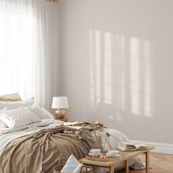 Warm sand and pale cream tones in a vertical texture, perfect for minimalist and Japandi interior design in bedrooms or offices.