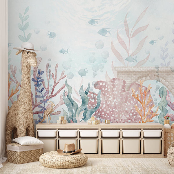 Colored Coral Wall Mural SM061 - CostaCover - Peel and stick Removable Wallpaper - accent wallpaper - adhesive wallpaper - baby bedroom