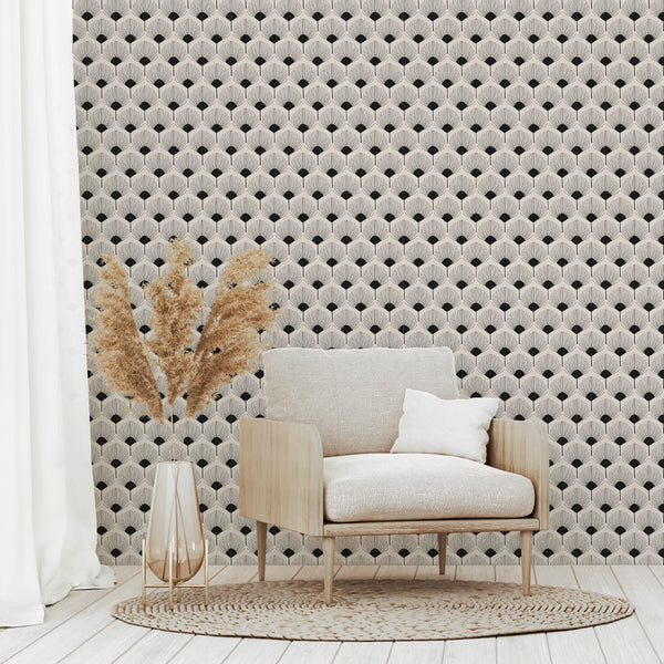 Art Deco Scallops Wallpaper W076 - CostaCover - Peel and stick Removable Wallpaper - Abstract - abstract lines - abstract wall art