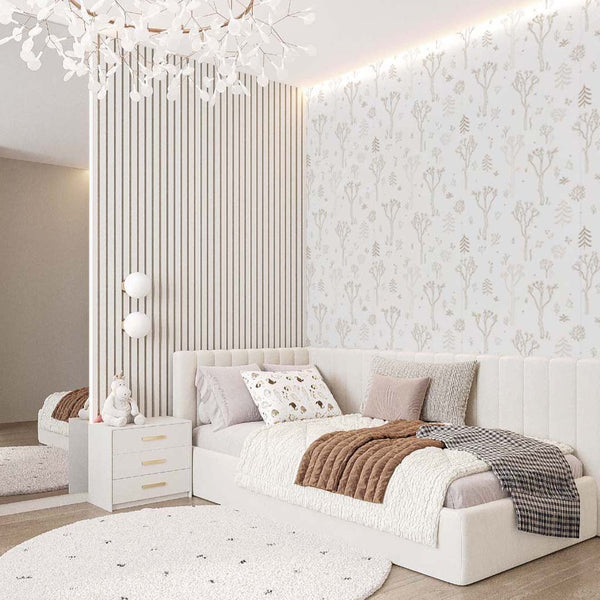 Beige Tree Forest Wallpaper S044 - CostaCover - Peel and stick Removable Wallpaper - abstract forest - abstract wall art - abstract wallpaper