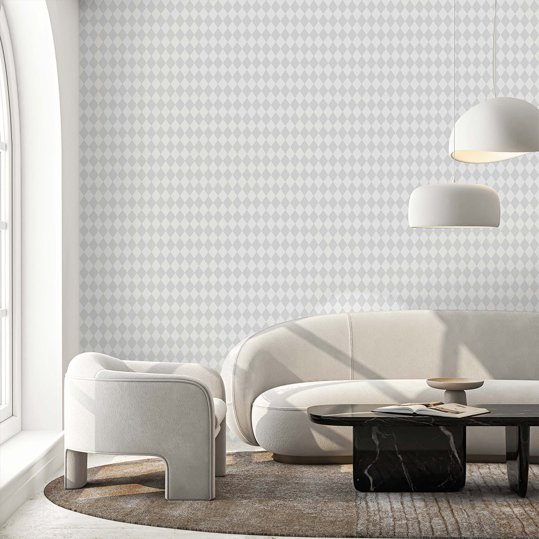 Pastel Gray Rhombus Wallpaper S029