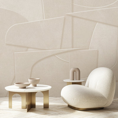 Japandi Beige Shapes Wall Mural AM091