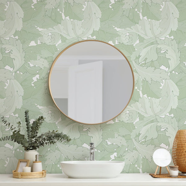 Green Acanthus by Morris Wallpaper W119 - CostaCover - Peel and stick Removable Wallpaper - abstract floral - abstract wallpaper - accent wallpaper