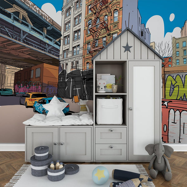 Street Comics Style Wall Mural CCM183 - CostaCover - Peel and stick Removable Wallpaper - Abstract - abstract arches - abstract floral