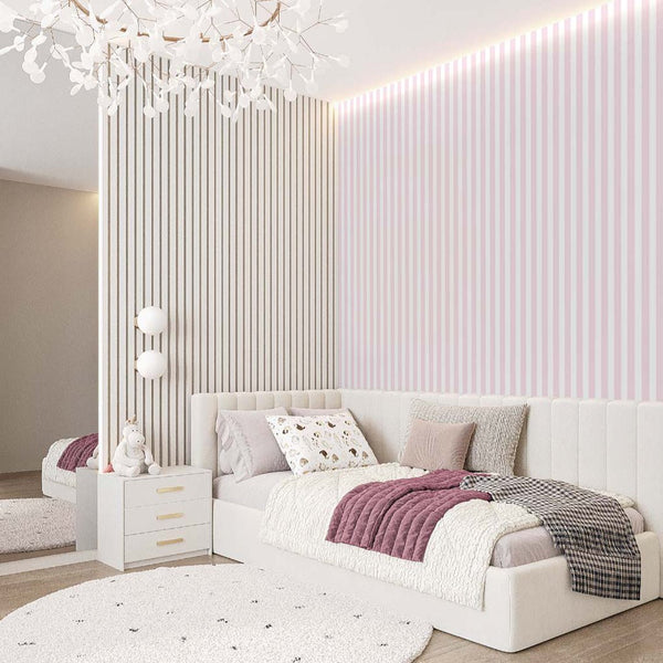 Light Pink Stripped Wallpaper S014 - CostaCover-Peel and stick Removable Wallpaper-accent wallpaper-adhesive wallpaper-baby bedroom