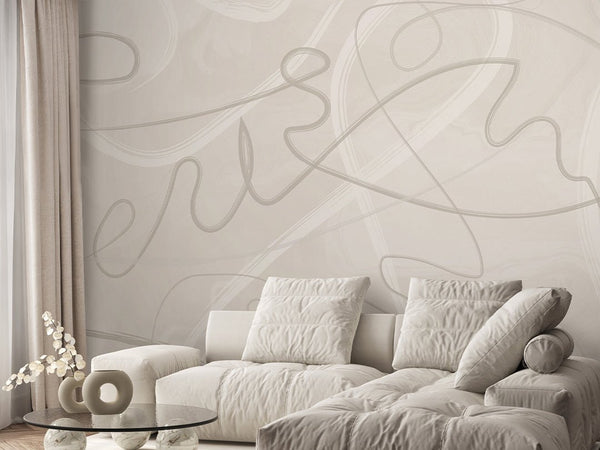 Nude Lines Wall Mural AM005 - CostaCover - Peel and stick Removable Wallpaper - about walls - Abstract - Abstract Labyrinth Lines