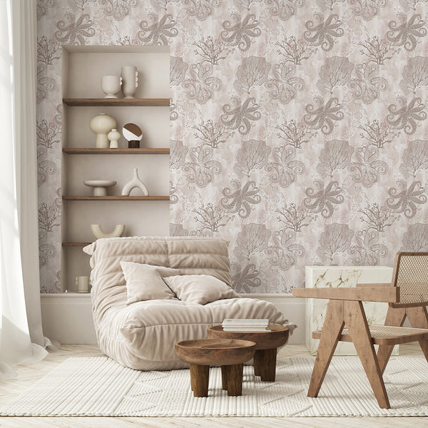 Beige Coral Reef Wallpaper A117