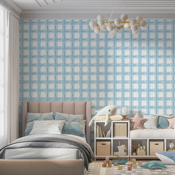 Watercolor Blue Plaid Wallpaper A104