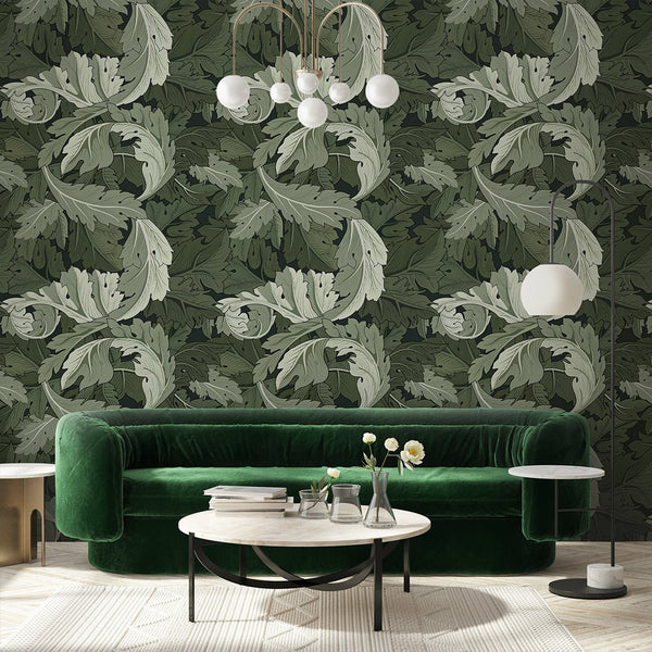 Green Acanthus by Morris Wallpaper W116 - CostaCover - Peel and stick Removable Wallpaper - abstract floral - abstract wallpaper - accent wallpaper