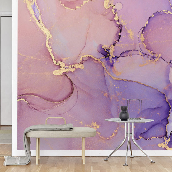 Lilac Purple Watercolor Ink Wall Mural CCM128 - CostaCover - Peel and stick Removable Wallpaper - abstract wallpaper - accent wallpaper - alcohol ink print