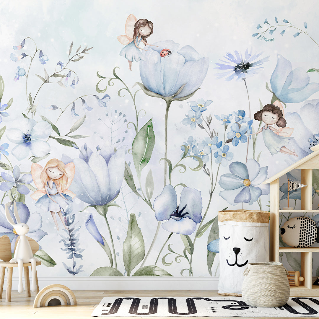 Cute Blue Flower Fairy Wall Mural SM054
