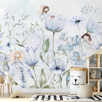 Cute Blue Flower Fairy Wall Mural SM054