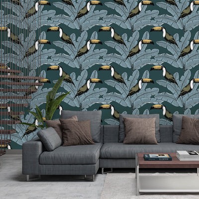 Toucan & Palm Leaves Wallpaper CC211