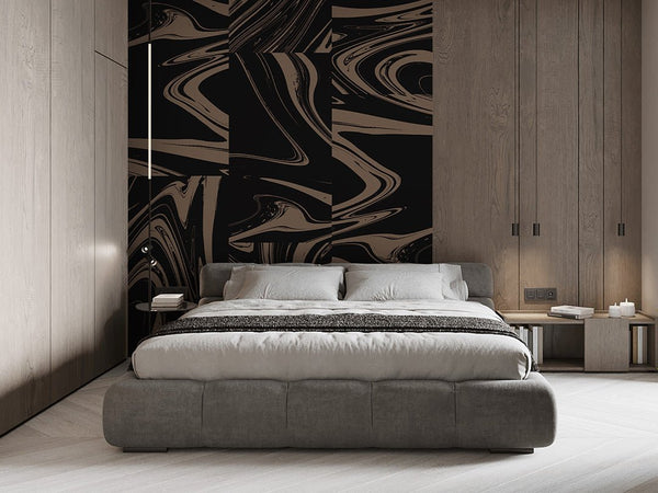 Black Beige Abstract Paint Wall Mural AM027 - CostaCover - Peel and stick Removable Wallpaper - 3d wall painting - about walls - Abstract