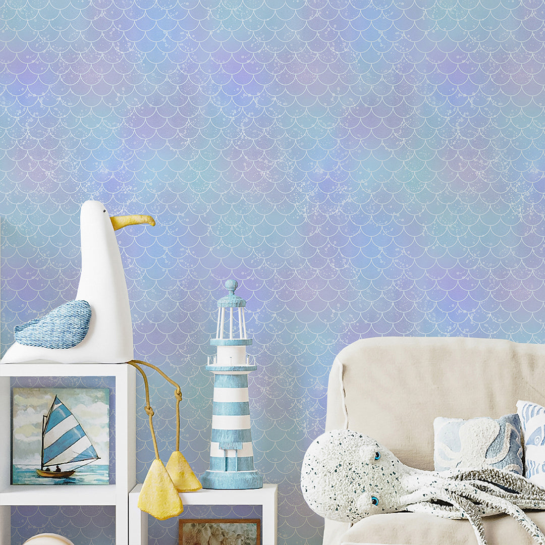 Watercolor Mermaid Scales Wallpaper S094