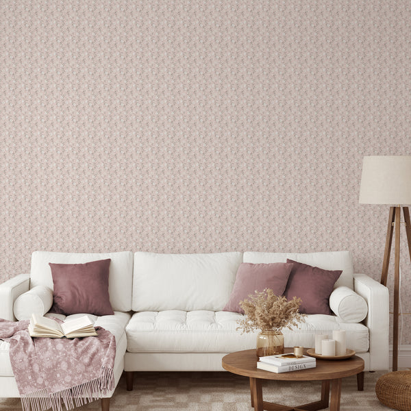 Blush Pink Wildflowers Wallpaper L076