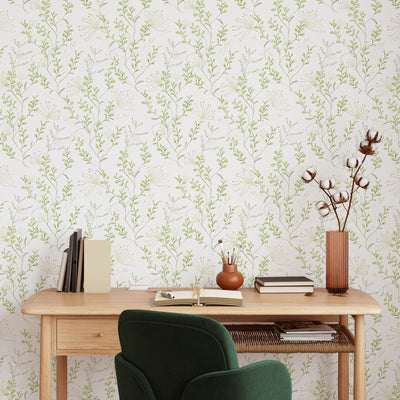 Green Wildflowers Self Adhesive Wallpaper W046