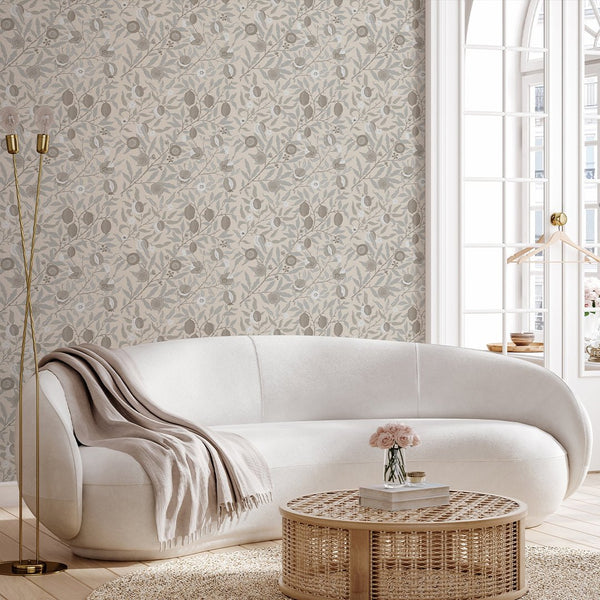 Beige Fruit or Pomegranate by Morris Wallpaper W114 - CostaCover - Peel and stick Removable Wallpaper - abstract wallpaper - accent wallpaper - adhesive wallpaper