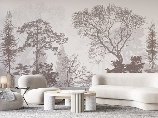 Retro Brown Forest Wall Mural AM039 - CostaCover - Peel and stick Removable Wallpaper - about walls - Abstract - abstract lines