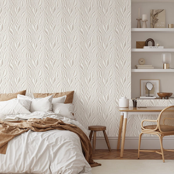 Neutral Beige Zebra Grasscloth Wallpaper CG021 - CostaCover - Traditional Wallpaper - Abstract - abstract floral - abstract lines