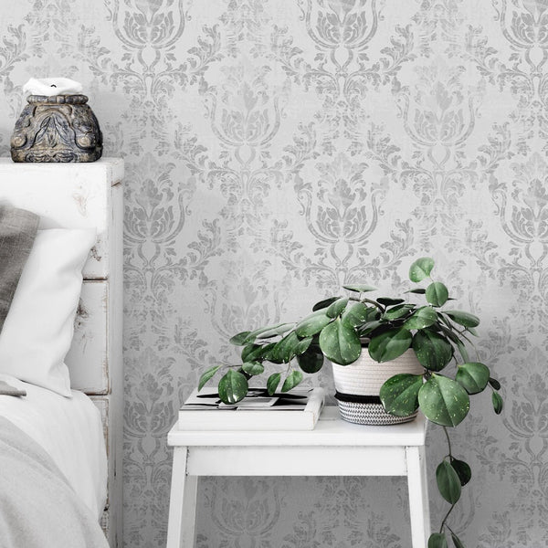 Gray Rococo Wallpaper W102 - CostaCover - Peel and stick Removable Wallpaper - abstract wall art - abstract wallpaper - accent wallpaper