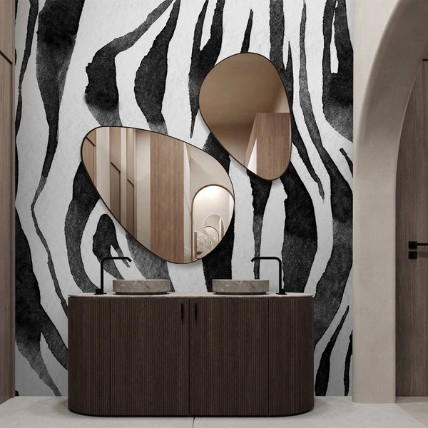 Black & White Zebra Texture Wall Mural AM121 - CostaCover - Peel and stick Removable Wallpaper - Abstract - abstract mural - abstract paint