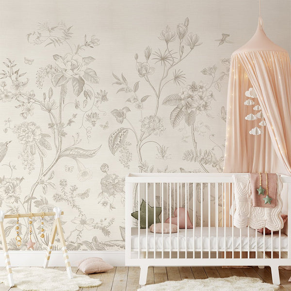 Beige Vintage Garden Grasscloth Wall Mural CG007 - CostaCover - Traditional Wallpaper - abstract wallpaper - accent wallpaper - Aesthetic wallpaper