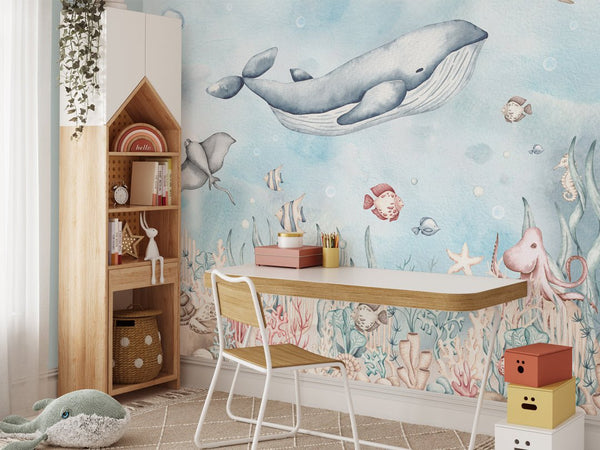 Undersea World Wall Mural WM055 - CostaCover - Peel and stick Removable Wallpaper - abstract wallpaper - adhesive wallpaper - animal print