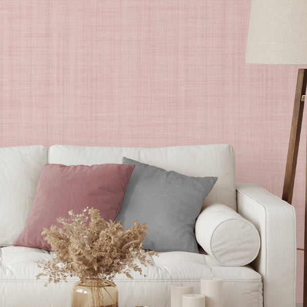 Peach Pink Linen Texture Wallpaper L046