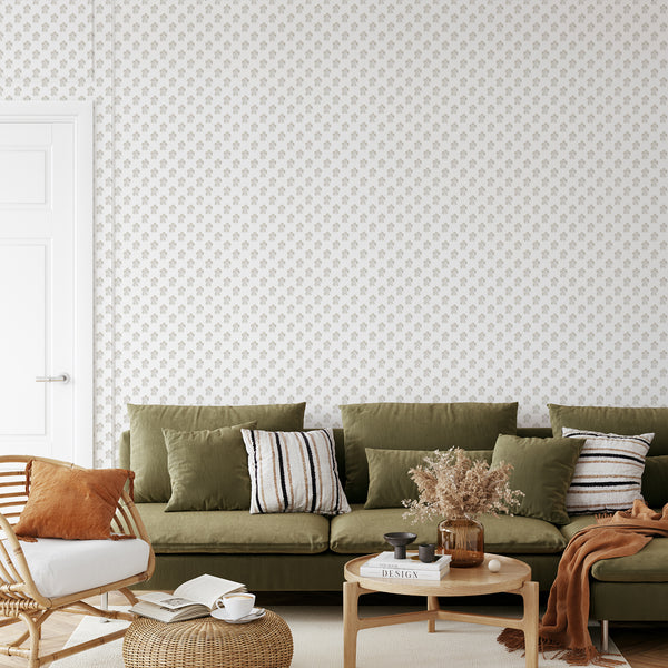 Beige Vintage Floral Wallpaper CC371