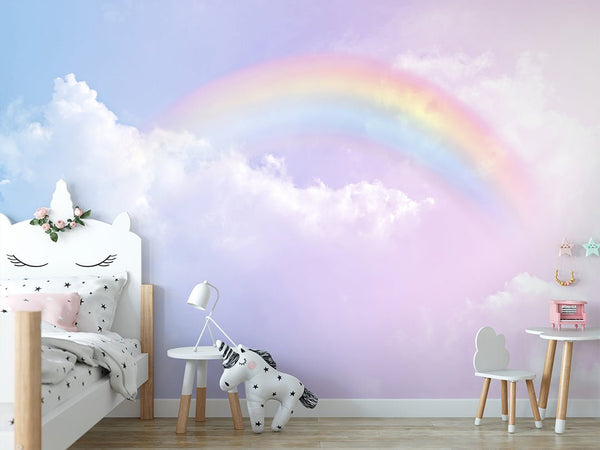 Rainbow and Clouds Wall Mural WM086 - CostaCover - Peel and stick Removable Wallpaper - abstract wallpaper - accent wallpaper - adhesive wallpaper