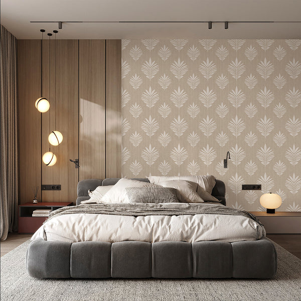 Beige Leaf Wallpaper L028