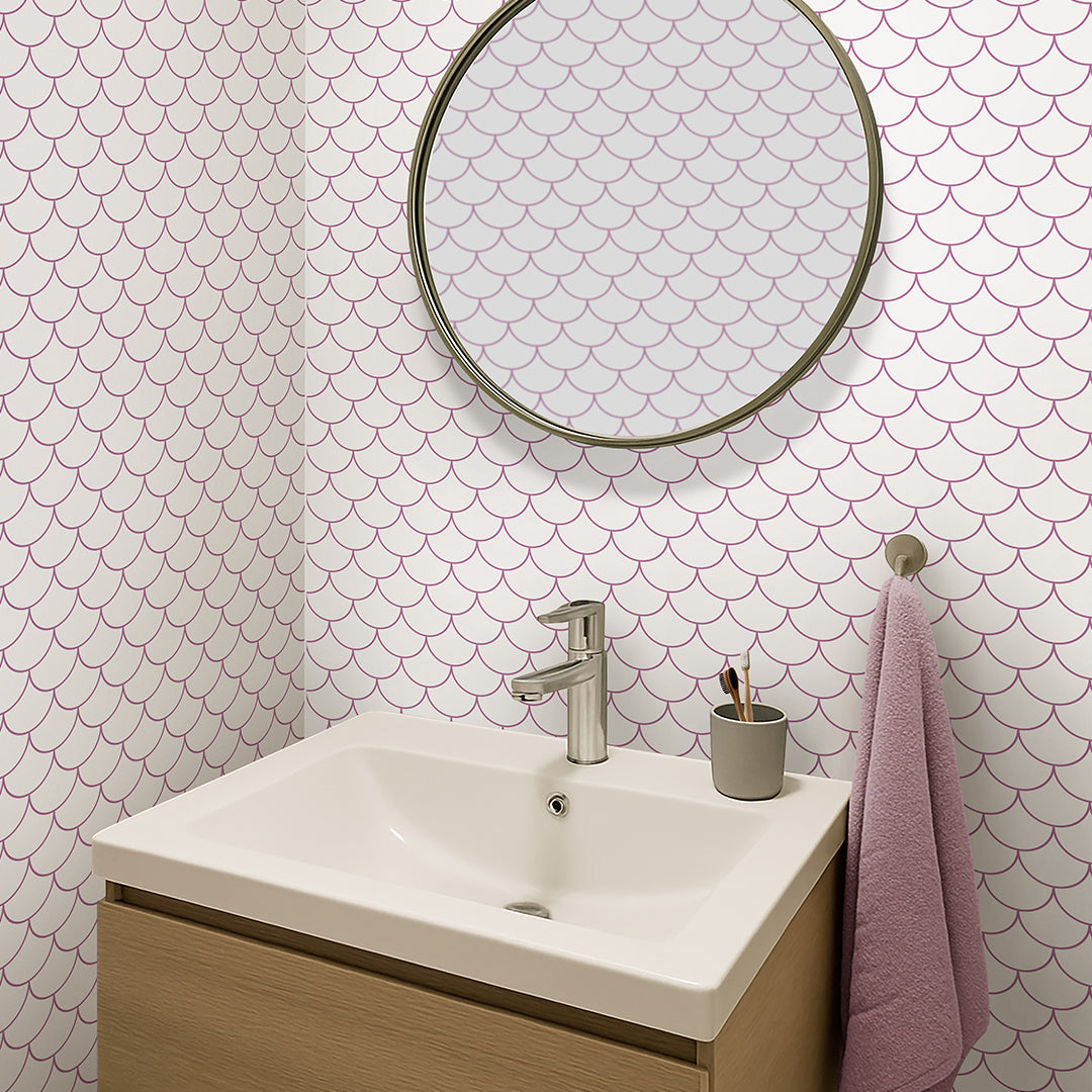 Lilac Pink Fish Scales Wallpaper S096