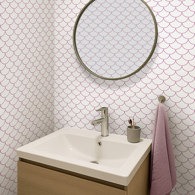 Lilac Pink Fish Scales Wallpaper S096