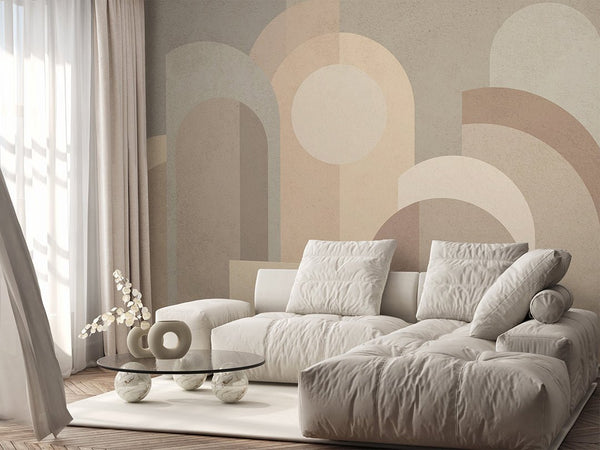 Beige Geometric Shapes Wall Mural AM001 - CostaCover - Peel and stick Removable Wallpaper - about walls - Abstract - abstract arches
