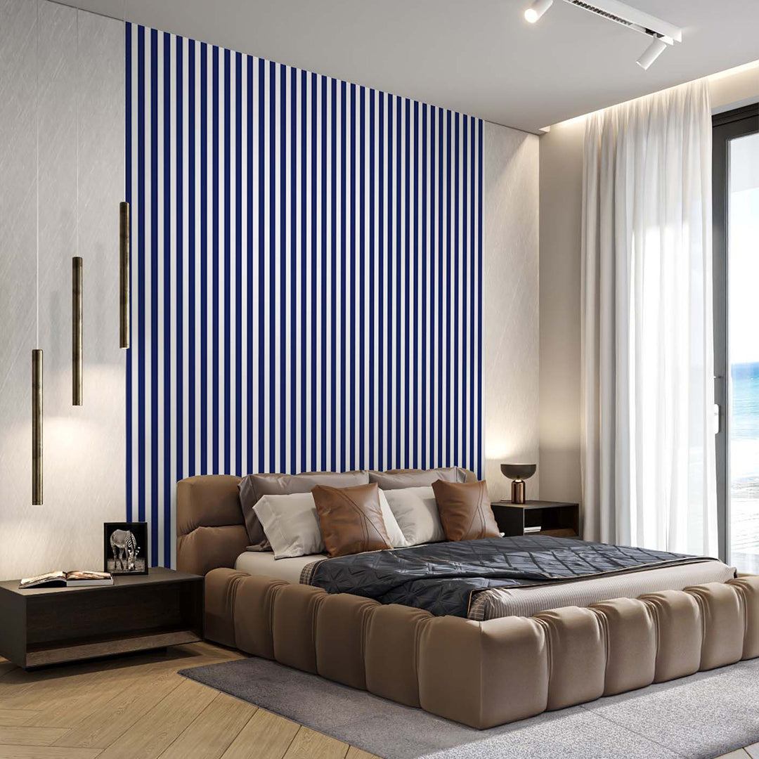 Dark Blue Stripe Wallpaper S019