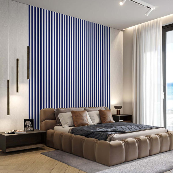 Dark Blue Stripe Wallpaper S019 - CostaCover - Peel and stick Removable Wallpaper - abstract wallpaper - accent wallpaper - adhesive wallpaper