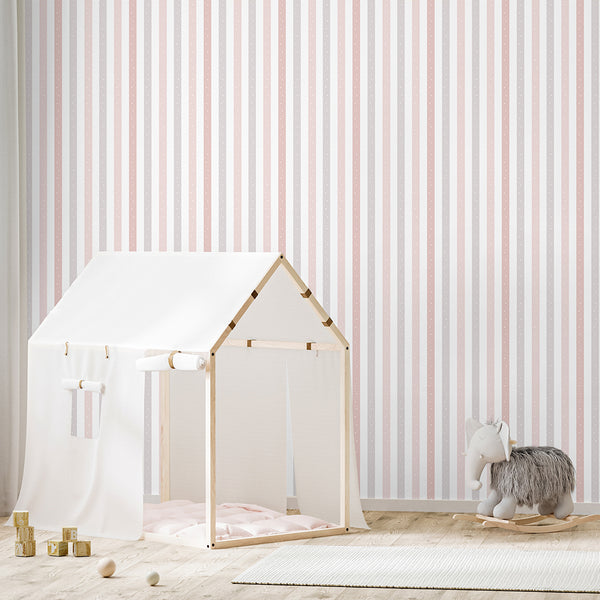 Pink Stripe Polka Dot Wallpaper A086