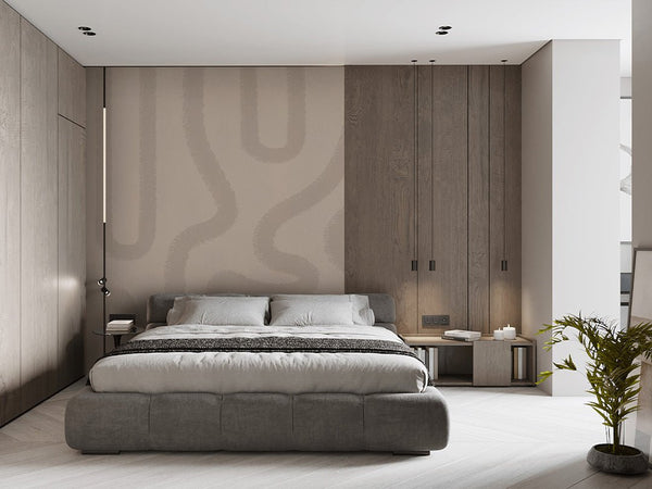 Brown & Beige Lines Wall Mural AM040 - CostaCover - Peel and stick Removable Wallpaper - about walls - Abstract - Abstract Labyrinth Lines