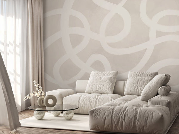 Neutral Beige Lines Wall Mural AM007 - CostaCover - Peel and stick Removable Wallpaper - about walls - Abstract - abstract arches