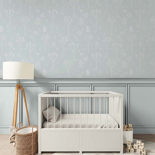 Blue White Tree Forest Wallpaper S047